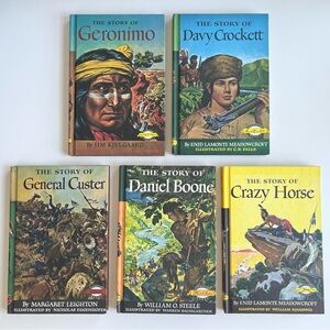 (5) Vintage 1950’s The Story Of Geronimo, Crockett, Boone, Etc Signature Books